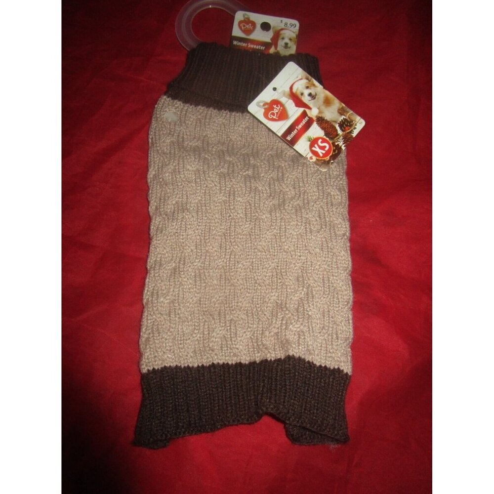 Pet Central Dog Winter Sweater Brown Sweater Extra Small XS